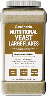 Coolinario Nutritional Yeast, Non Fortified, Large Flakes (1 GAL-1.5 LBS) | Roasted, Nutty Flavor, Rich in Protein, Fiber & Minerals, Ideal for Snacks, Sauces & Dressings, Gluten-Free, Unfortified