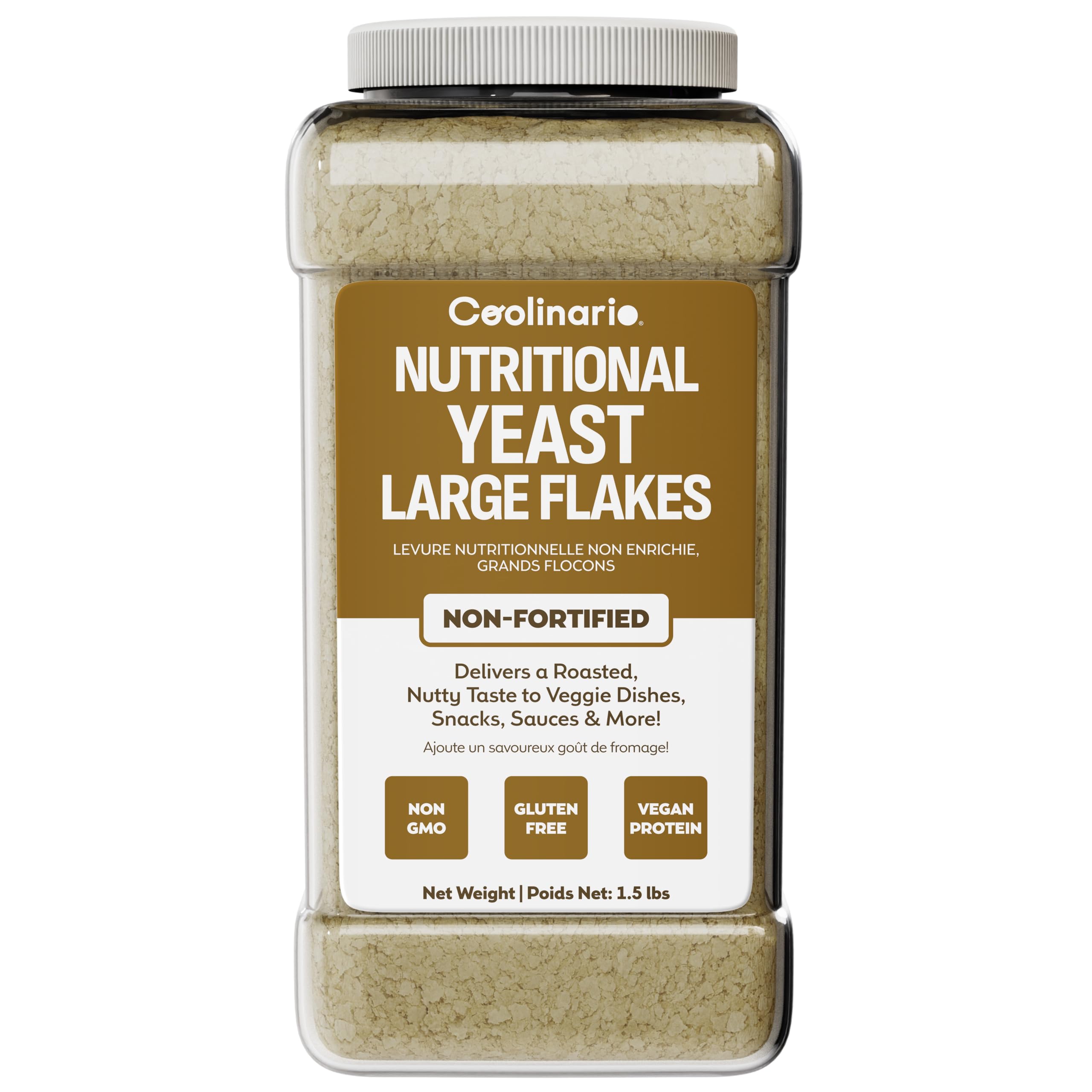 Coolinario Nutritional Yeast, Non Fortified, Large Flakes (1 GAL-1.5 LBS) | Roas