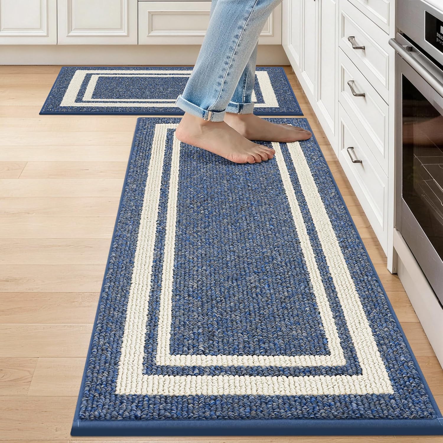 COSY HOMEER Kitchen Mat [2PCS] Thick Non Slip 20"x30"+20"x48" Ergonomic Comfort 