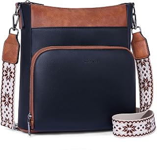 Roulens Shoulder Bags for Women, Soft Vegan Leather, Medium Crossbody Bags, Shoulder Handbag with Zip, Purse Compartment on the Front