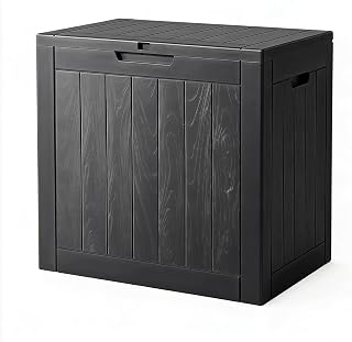 NUNU LAB 34 Gal Outdoor Storage Box Waterproof Lockable,Deck Box,Black | Waterproof Outdoor Storage Box, Lockable Lid Deck Box for Package Delivery, Backyard Bin for Garden Tools, Patio Cushion