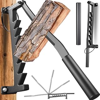 Gioventù Dual-Handle Wall Mounted Wood Splitter, Manual Kindling Splitter Made with Heavy-Duty Steel, 7-Tooth Clamping Setup, Portable Log Splitters for Soft Firewood, Indoor and Outdoor Use