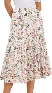 Allegra K Women's Floral Skirt Chiffon A-line Long Tiered Ruffle Maxi Skirt