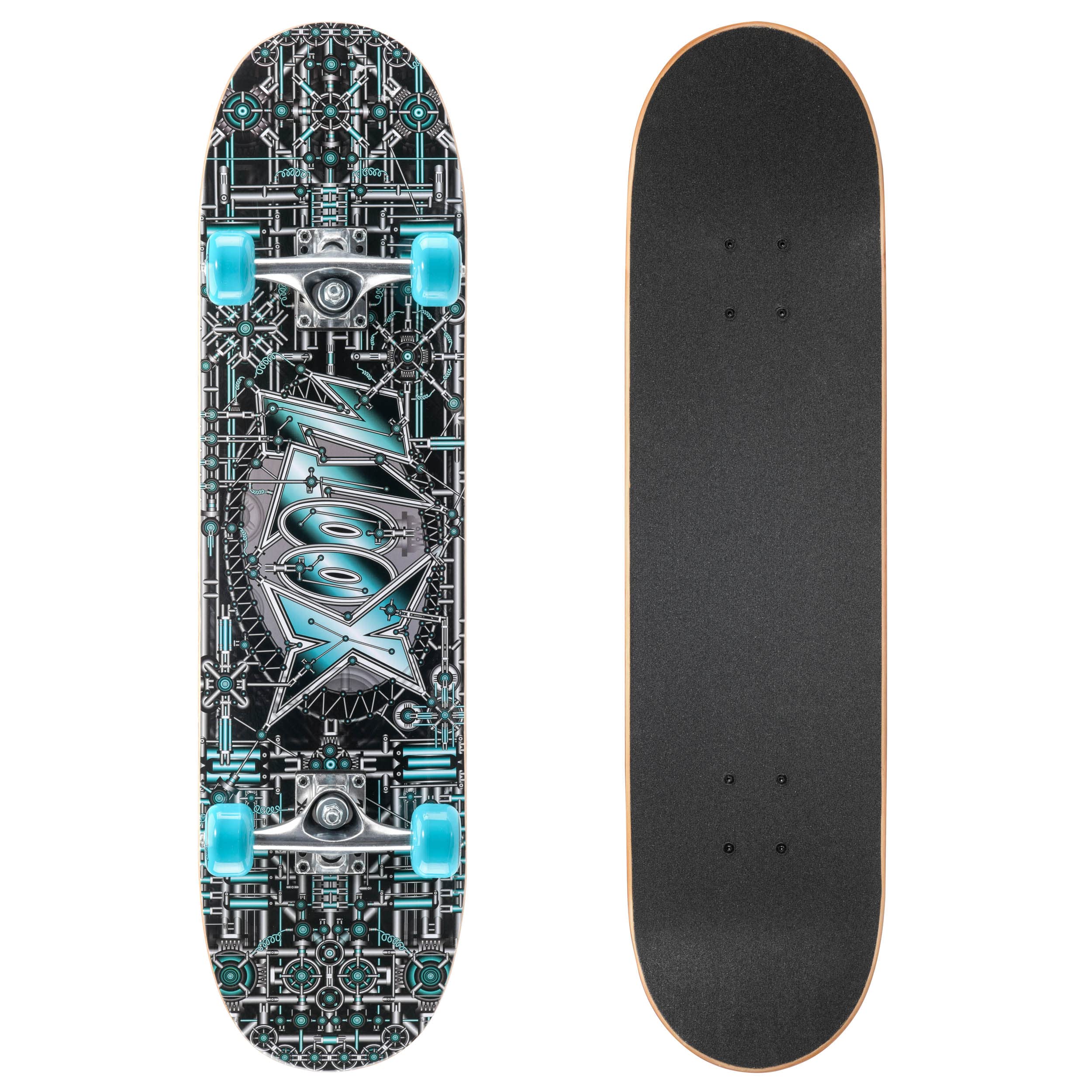 Xootz 31” x 8” Complete Skateboard for Beginners, 9 Ply Maple Deck, Double Kick 