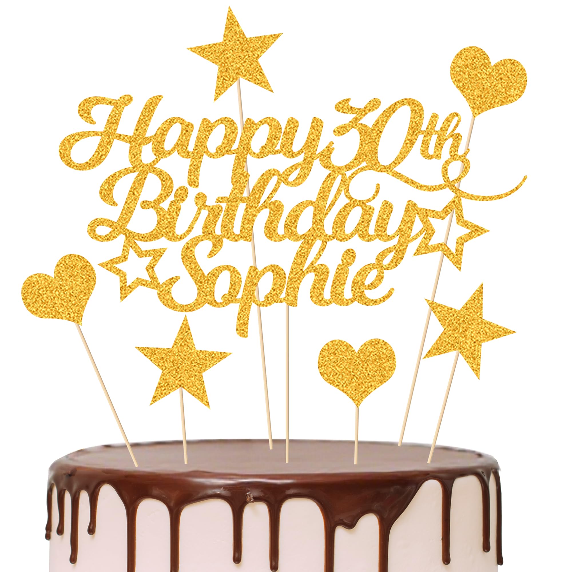 Personalised Happy Birthday Cake Topper Customised with Any Age Name Party Cake 