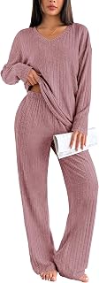 Ekouaer Women's Pyjamas Long Ribbed Leisure Suit
