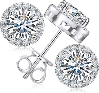 Moissanite Stud Earrings Screw Back 0.2CT-8.0CT 18K White Yellow Gold Plated S925 Sterling Silver Round Cut D Color VVS1 Clarity Lab Created Moissanite Diamond Stud Earrings for Women Men