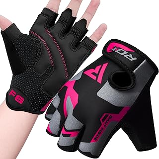 RDX Weight Lifting Gloves Gym Fitness Workout, Anti Slip Padded Palm Protection Elasticated Strength Training Equipment, Men Women Adult & Kids Half Finger Exercise Calisthenics Cycling Climbing Grips