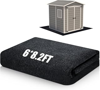 Shed Floor Mat 6 x 8.2 ft, PE Backing for Storage Sheds, Garage and Patio | Absorbent Felt Top, Washable Trim to Fit Design for Lawn Equipment, Tool Storage, Muddy Footwear and Seasonal Organization