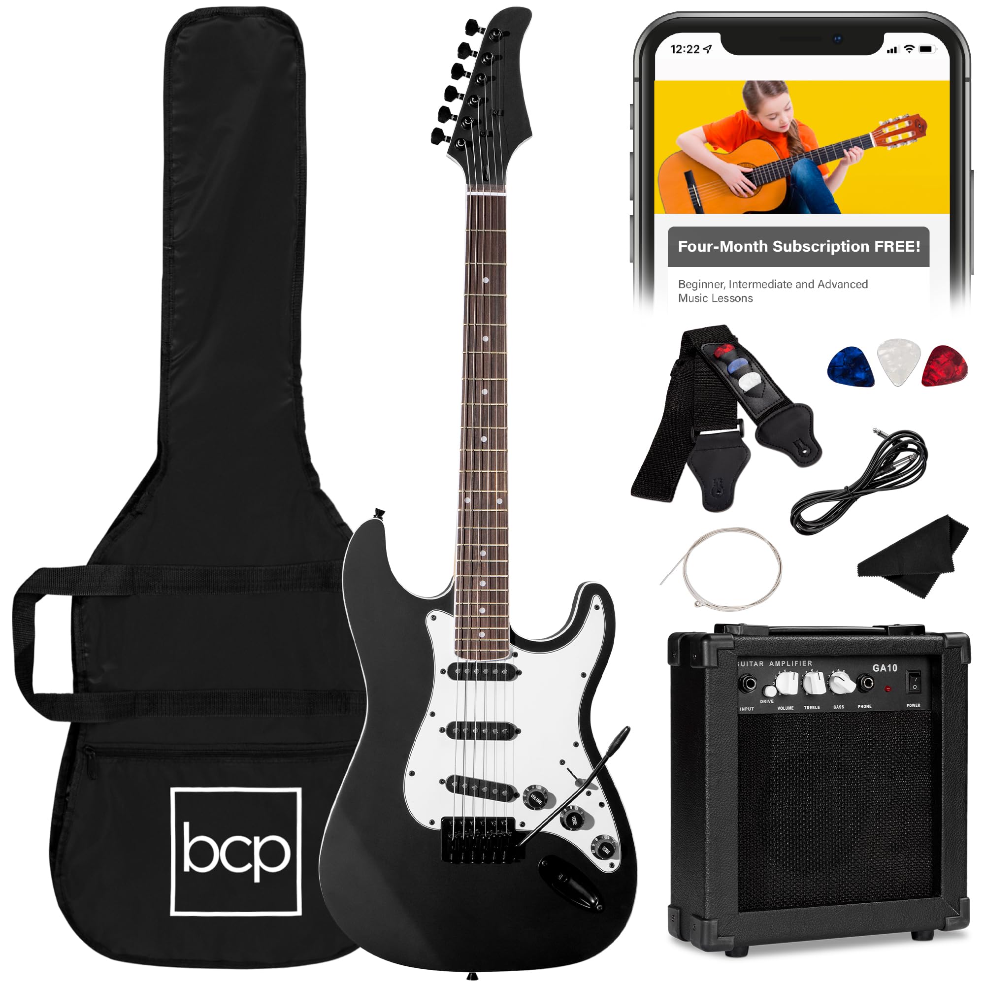 Best Choice Products 39in Full Size Beginner Electric Guitar Starter Kit w/Case,