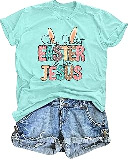 Easter Tshirt Women Silly Rabbit Easter is for Jesus Graphic Shirt Christian Tee Jesus Top