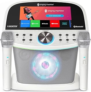 Singing Machine Karaoke Machine Screen, WiFi, Music Apps, 2 Microphones | Portable Karaoke Machine/Speaker for Adults & Kids, Ideal for House Parties, Compatible with YouTube & Spotify