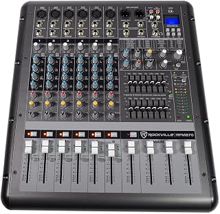Rockville RPM870 8-Channel 6000W Powered Mixer with USB Bluetooth FX | Playback/Recording, Streaming, 6 XDR2 Mic Pres, 48V Phantom Power, Dual 7-Band EQ, 4-Band Channel EQ