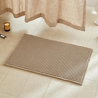 TYUU Waffle Bath Mat, Boho Bathroom Rugs Non Slip Washable, 30x20 Khaki | Super Absorbent Quick Dry Bath Rug, Non-Slip Backing, Soft Waffle Boho Farmhouse Bathroom Mats, Tub, Shower & Home Decor