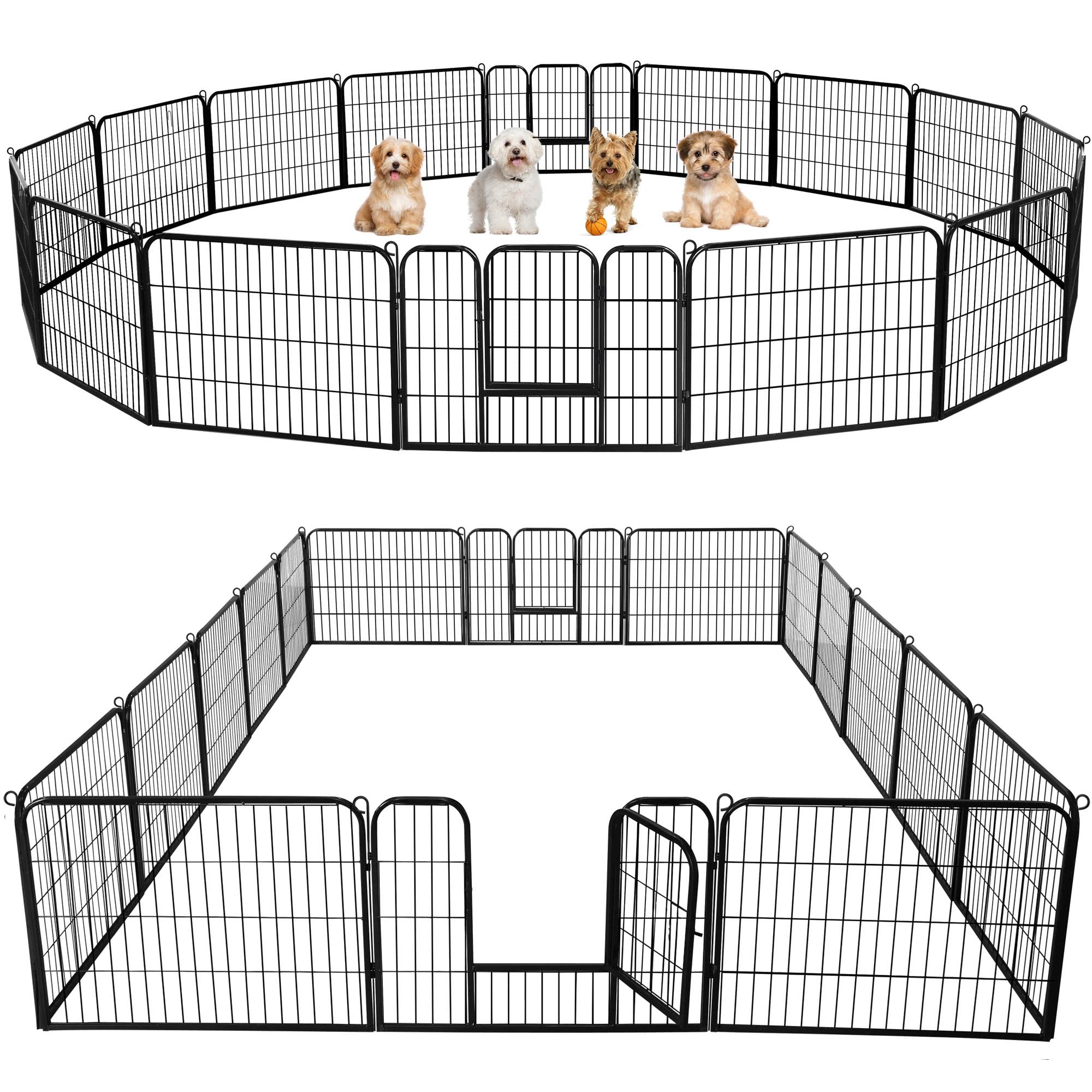 Yaheetech Dog Playpen 24in 16 Panels Pet Fence for Indoor Yard RV Camping | Easy