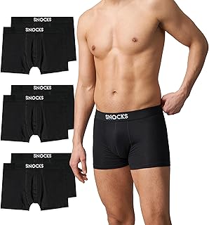 Snocks Boxershorts Herren aus Bio-Baumwolle, 6er Pack | elastischer Gummibund, atmungsaktiv, kein juckendes Etikett, Unterhosen Herren ideal für Sport & Alltag, Gr. S - 5XL