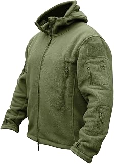 TACVASEN Men's Fleece Jacket Tactical Jacket with Zip Hood