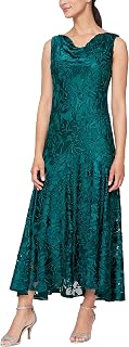 Alex Evenings Women's Sleeveless Tea Length Cowl Neck Floral Print Dress with Shawl Special Occasion Dress (Pack of 2)