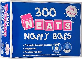 Neats - Nappy Bags, 300 Bulk Box, Tie Handle Disposable Sacks for Nappies, Wipes & Diapers, Fresh Fragrance
