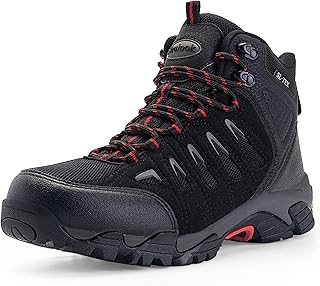 SHULOOK Men's Waterproof Hiking Boots Non-Slip Lightweight Mid Top Ankle Boot Breathable Hiker Trekking Shoes