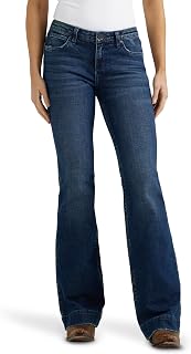 Wrangler Womens Mid Rise Stretch Straight Leg Western Jeans