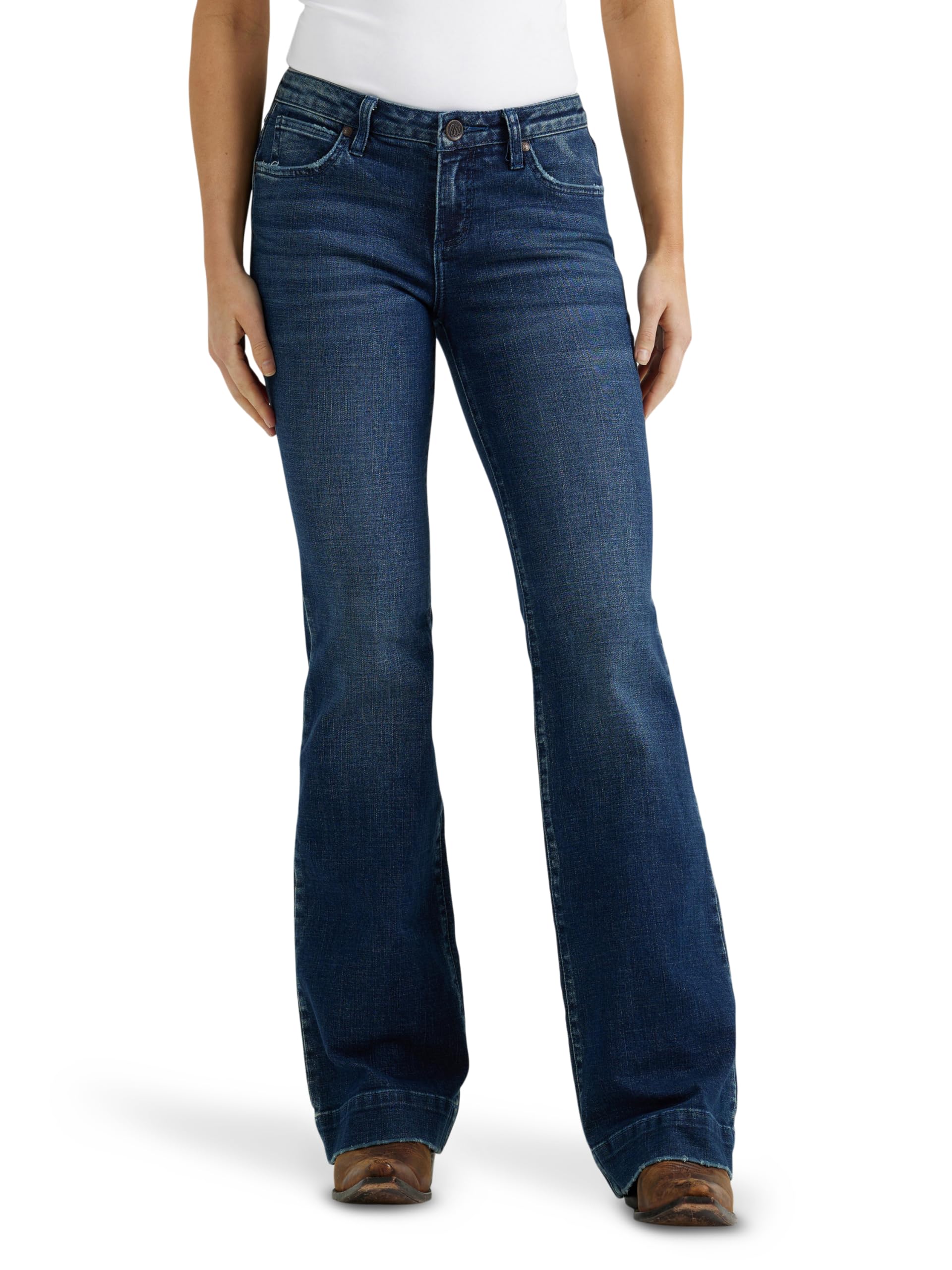 Wrangler Womens Mid Rise Stretch Straight Leg Western Jeans