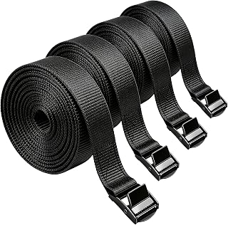 Lashing Straps with Buckles, 4Pack, 1 Inch × 5 Feet, Cargo Tie-Down Strap (Black, 5Ft)