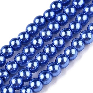 About 195pcs 3mm Round Glass Beads Royal Blue Round Pearl Beads Colorful Spacer Beads for DIY Jewelry Making Necklace Bracelet Earrings Vase Filling