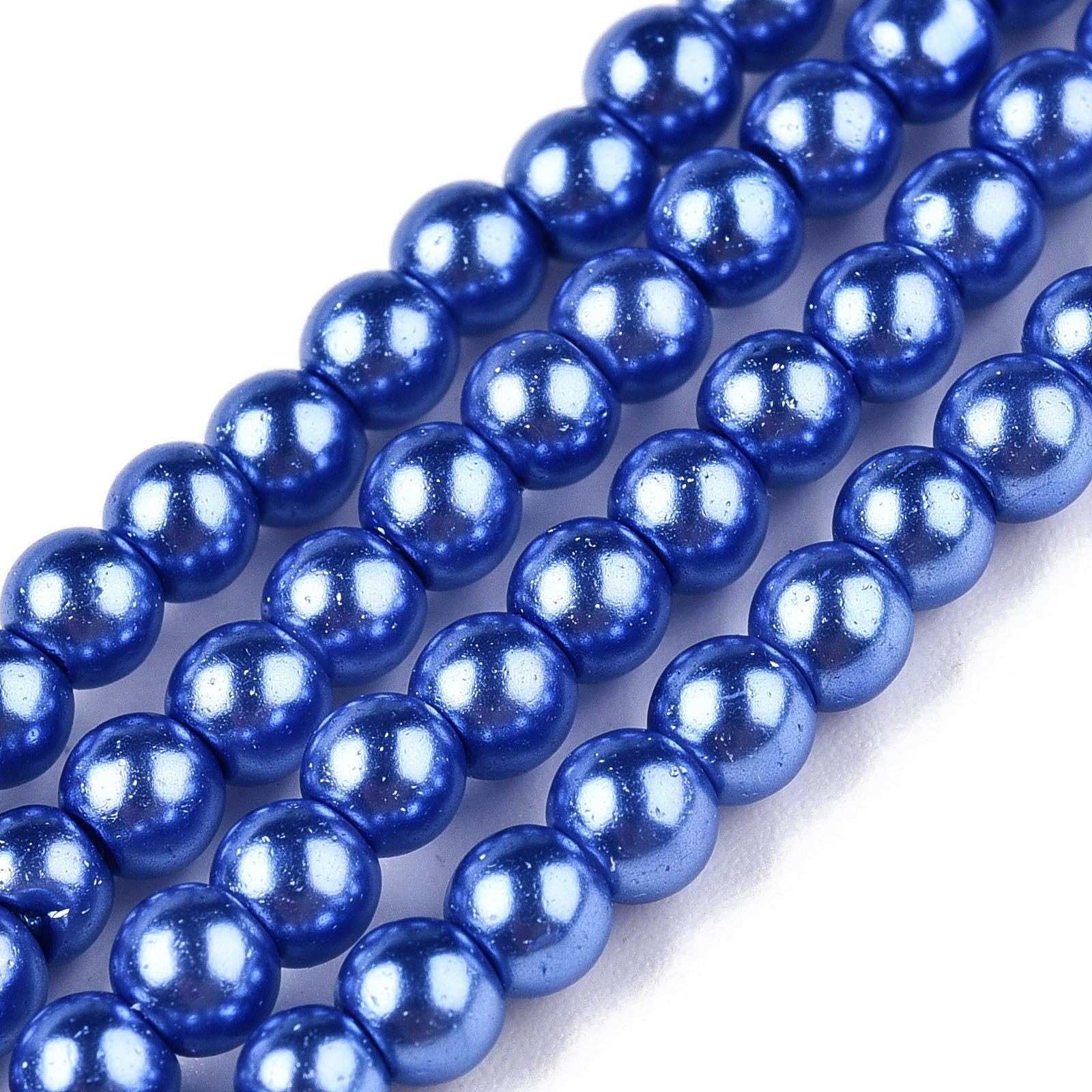 About 195pcs 3mm Round Glass Beads Dyed Loose Spacer Beads Royal Blue Round Pear