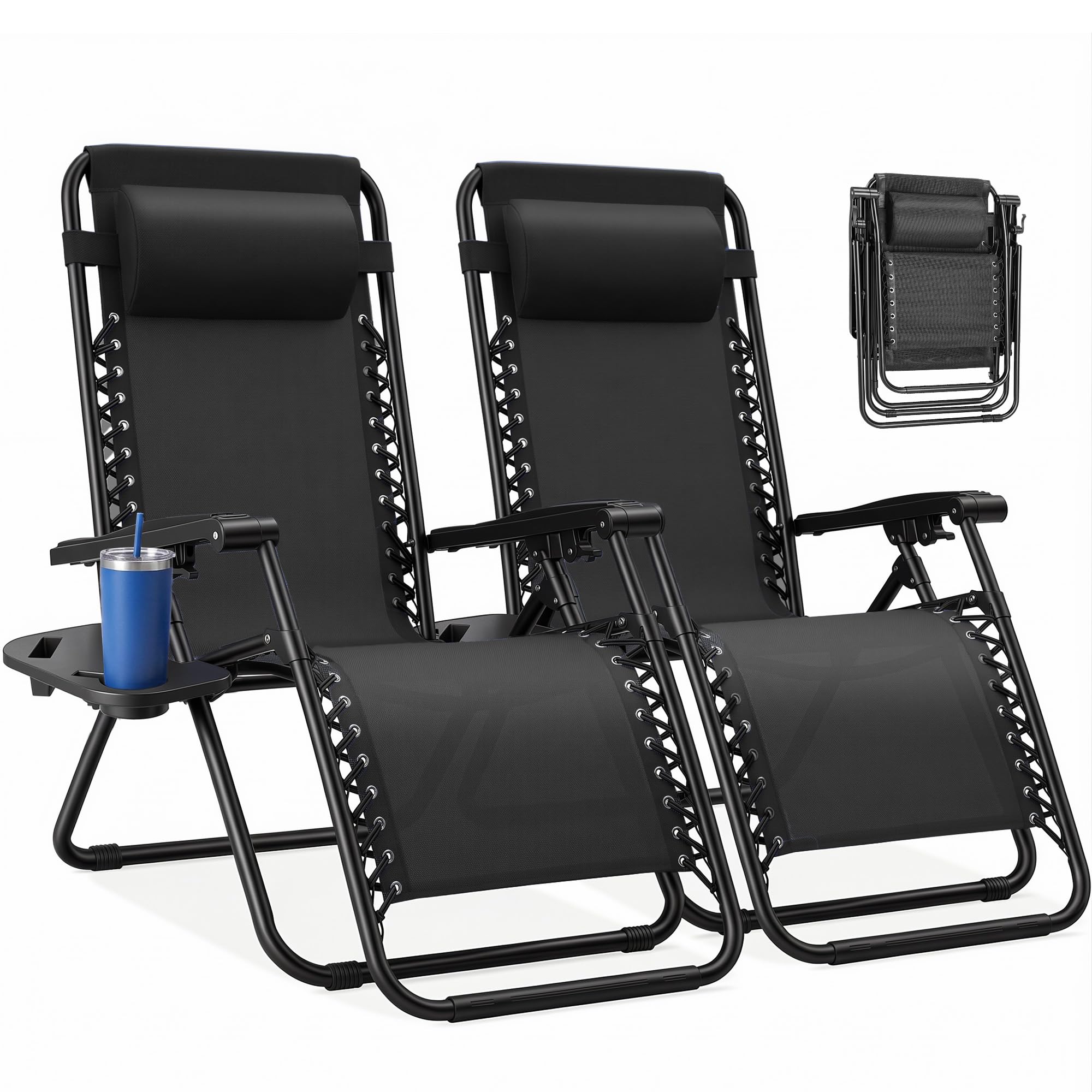 NEWBULIG Zero Gravity Chairs Set of 2, Folding Lounge Recliner Chair | Portable 