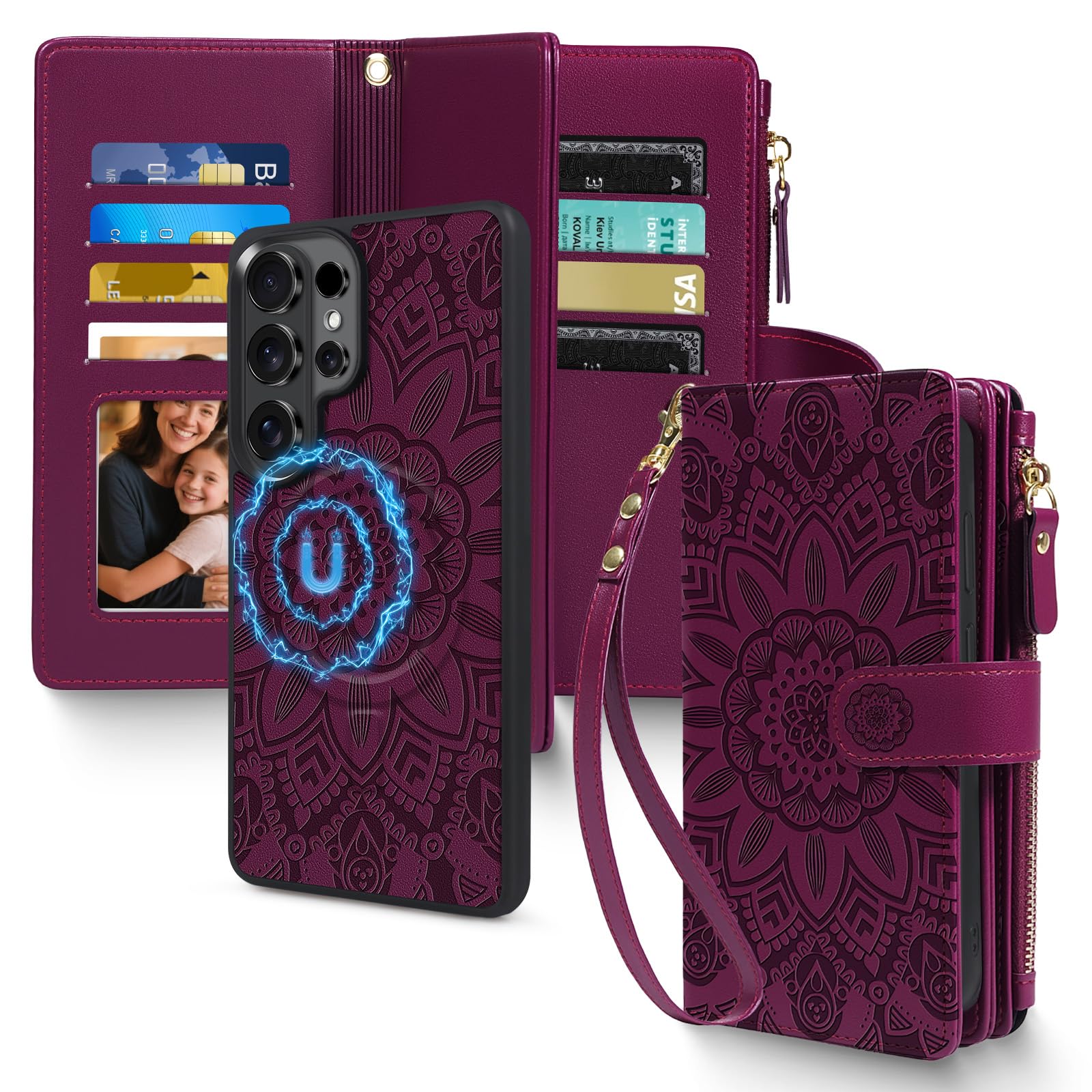 Harryshell 2 in 1 for Samsung Galaxy S26 Ultra Wallet Case Magnetic Compatible w