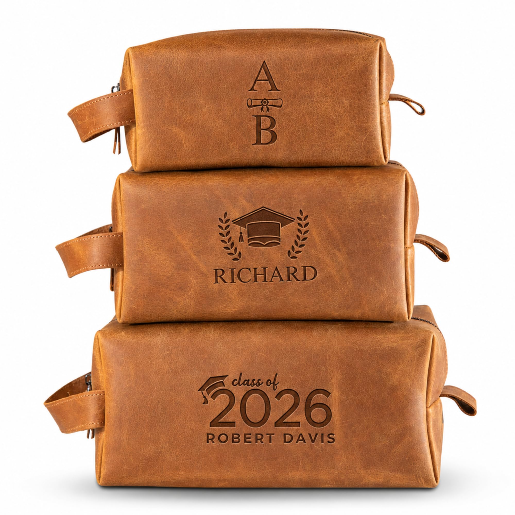 Personalized Handcrafted Leather Toiletry Bag for Men, Custom Shaving, Travel Do