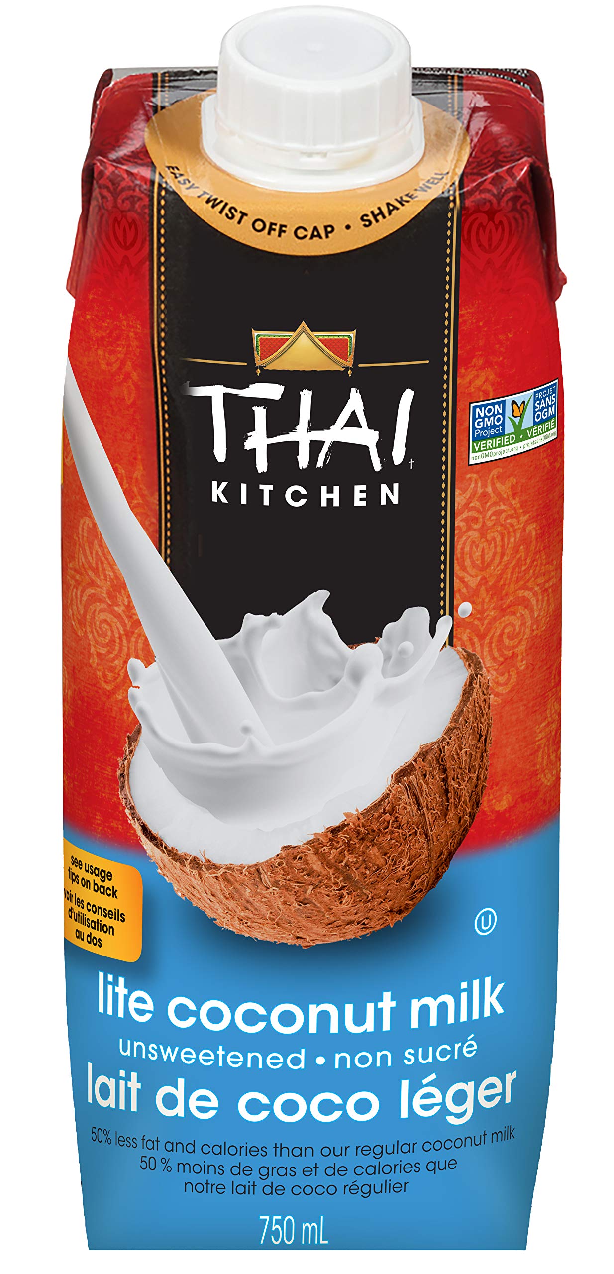 Thai Kitchen Premium Unsweetened, Coconut Milk Lite Tetra, 750mL | Non-Dairy Mil