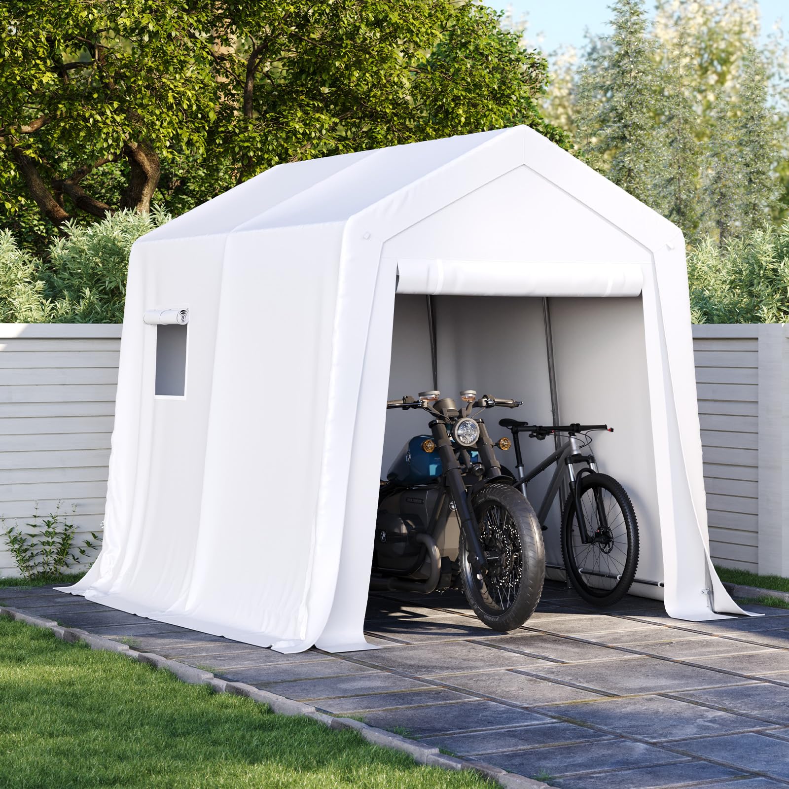 Aoxun 6x8 FT Heavy Duty Garden Storage Shed Bike Shelter | Heavy-duty 6x8 FT out