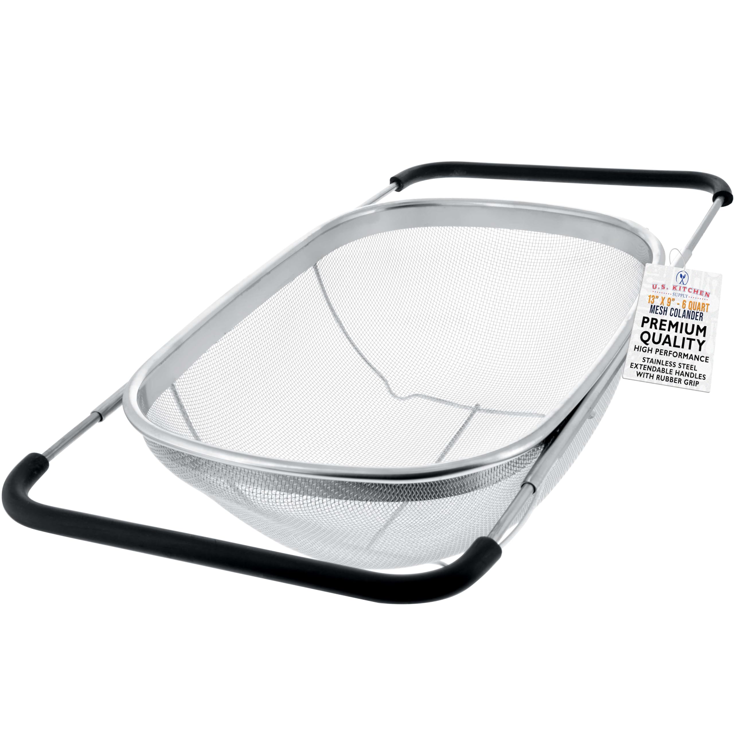 U.S. Kitchen Supply Stainless Steel Colander Strainer - 6-Quart Collapsible | Co