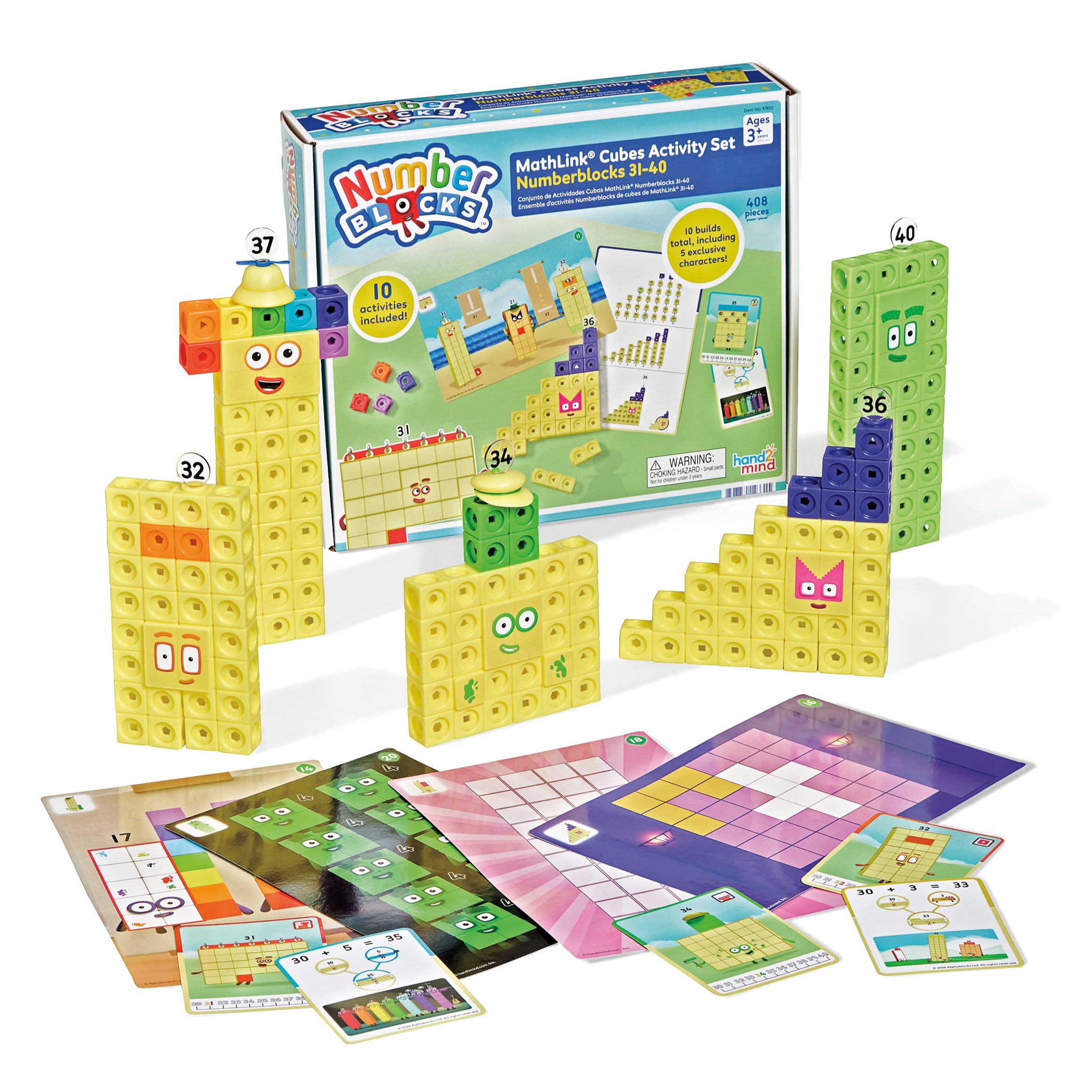 hand2mind Numberblocks 31-40 MathLink Cubes Activity Set, 10 Activities | Presch