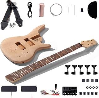 Leo Jaymz DIY Electric Bass Guitar Kit Mahogany Body Maple Neck (IB 5 Strings)