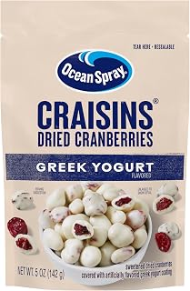 Ocean Spray Greek Yogurt Covered Craisins, Greek Yogurt Flavored Covered Cranberries, Dried Fruit, 5 Oz Pouch