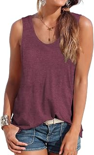 DUOEASE Women's Casual Sleeveless U-Neck Tunic Blouse T-Shirt Tank Tops