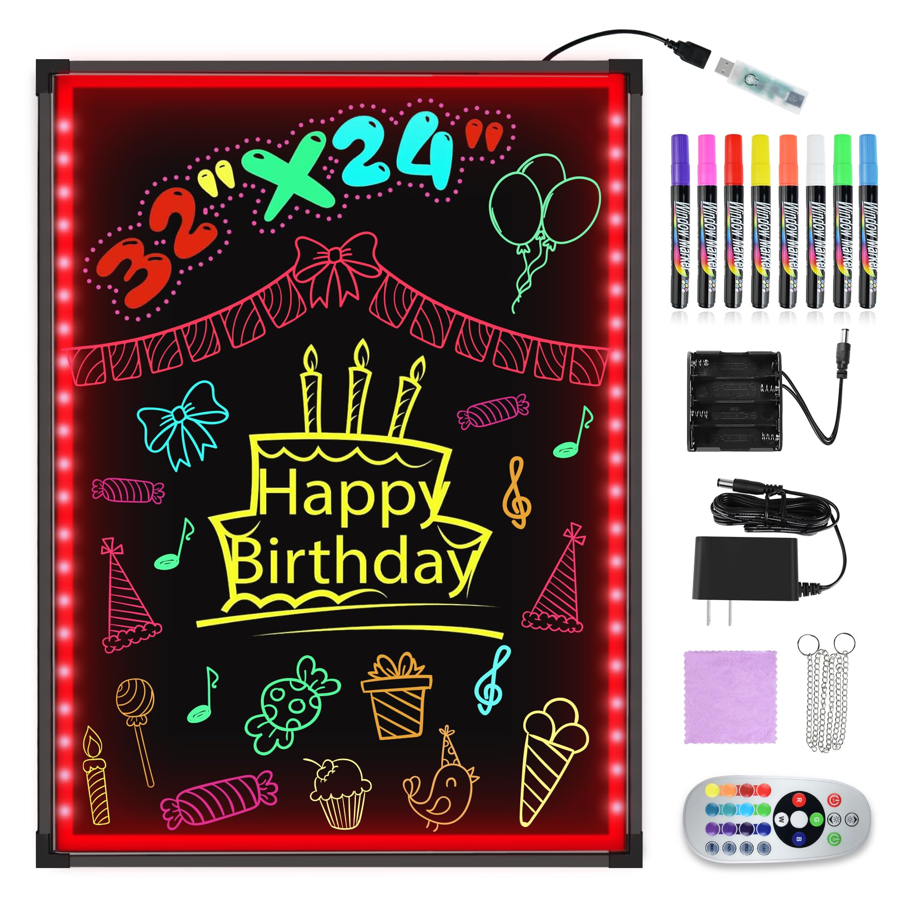 Hosim 32"x24" LED Message Writing Board, Neon Sign for Business & Restaurants, I