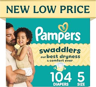 Swaddlers Diapers, Size 5 (20-37 lbs), 104 Count, Fragrance Free, Hypoallergenic, Absorbent, Pediatrician Recommended, Skin Safe