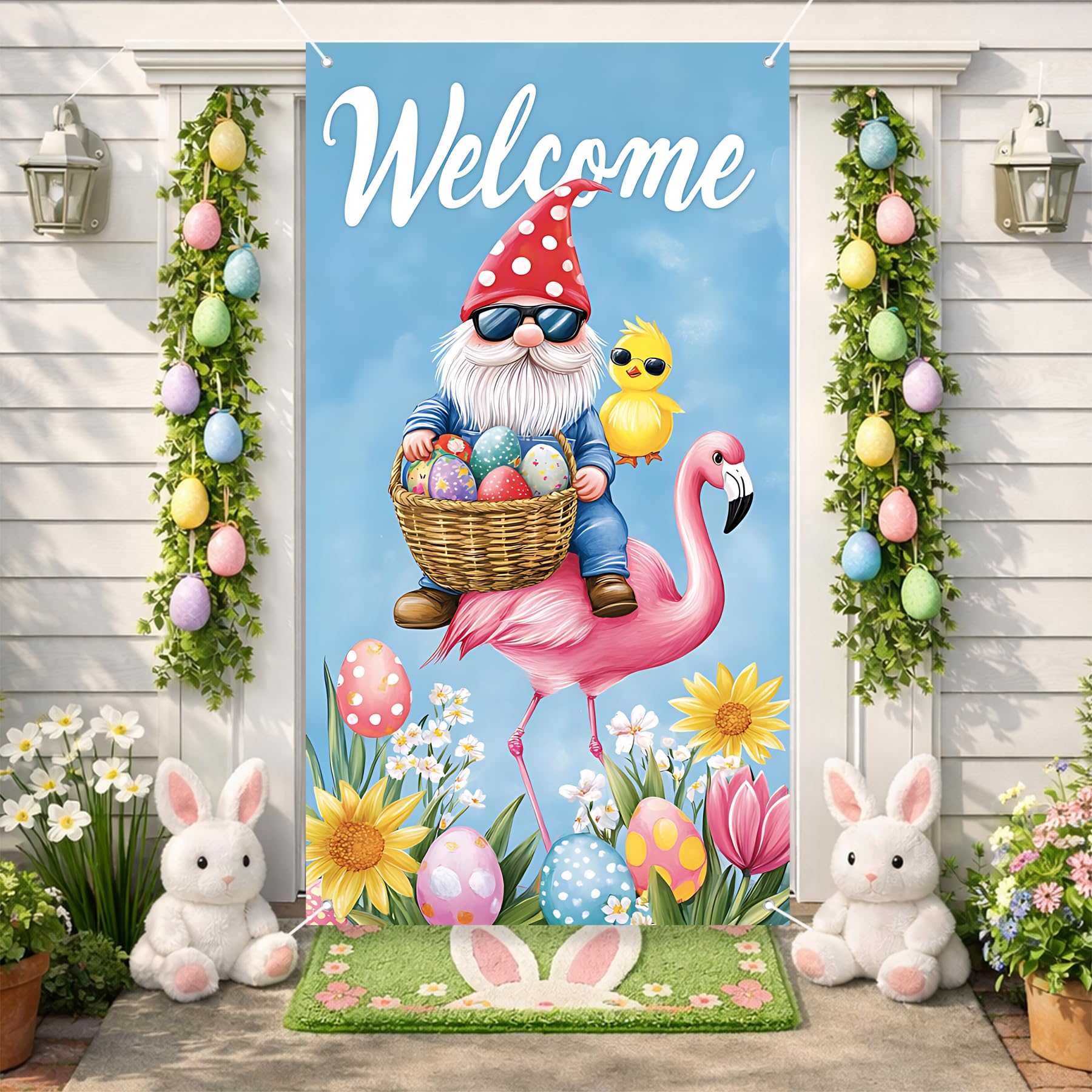 Happy Easter Door Cover Banner 70.87 x 35.43 Inch