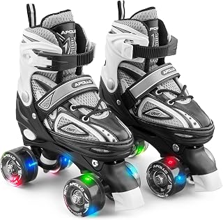 Apollo Super Quad X Pro Roller Skates Children & Women, Adjustable with LED