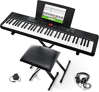 Alesis Melody 61 MK4 61-Key Piano Keyboard Bundle | Portable, 300 Voices, Split/Layer Modes, Includes Lessons, Stand, Bench, and Headphones, for Beginners