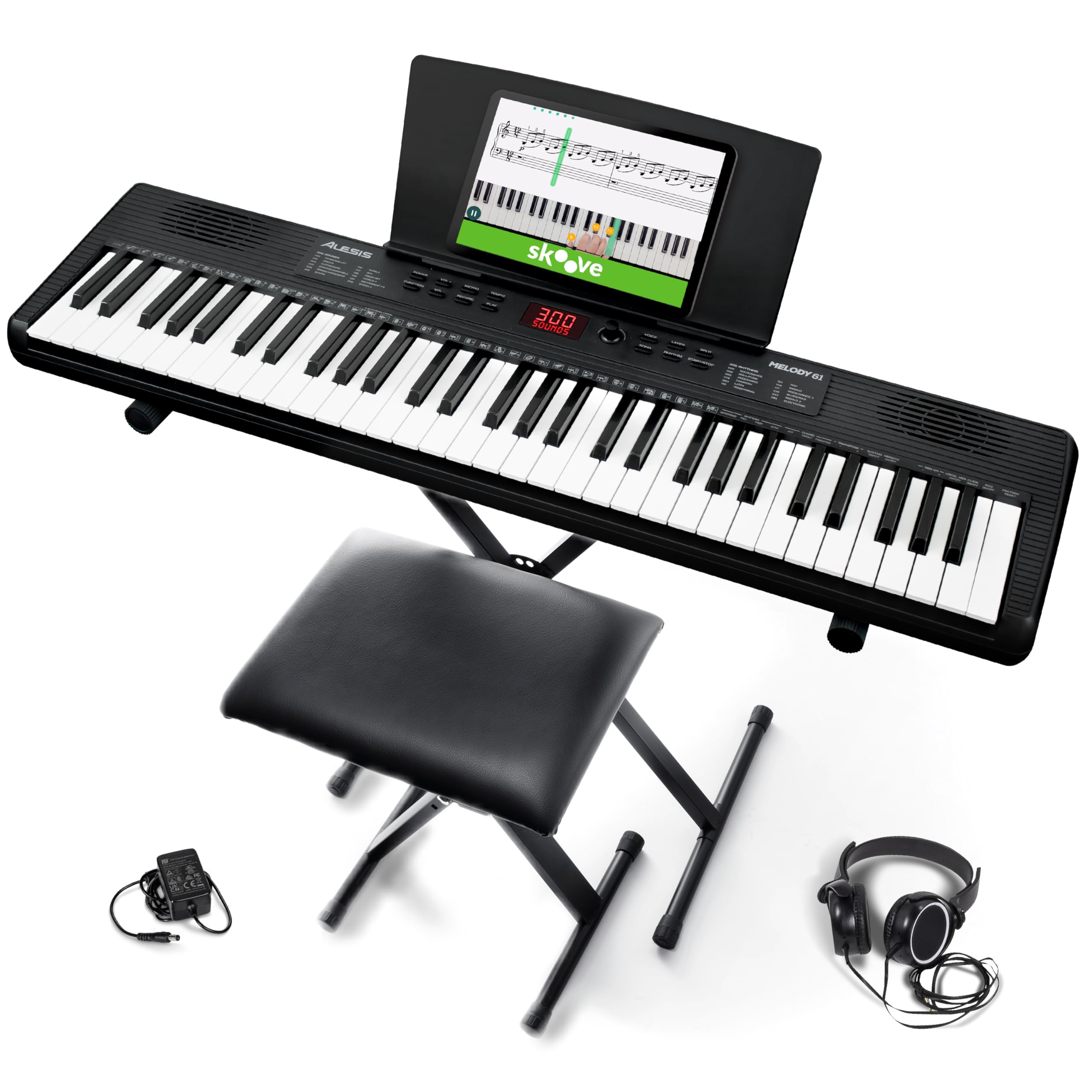 Alesis Melody 61 MK4 61-Key Piano Keyboard Bundle | Portable, 300 Voices, Split/