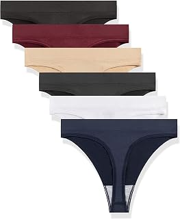 GRANKEE Women's High Waisted Breathable Seamless Thong Panties,No Show Workout Underwear,Comfortable Cotton Crotch,6 Pack