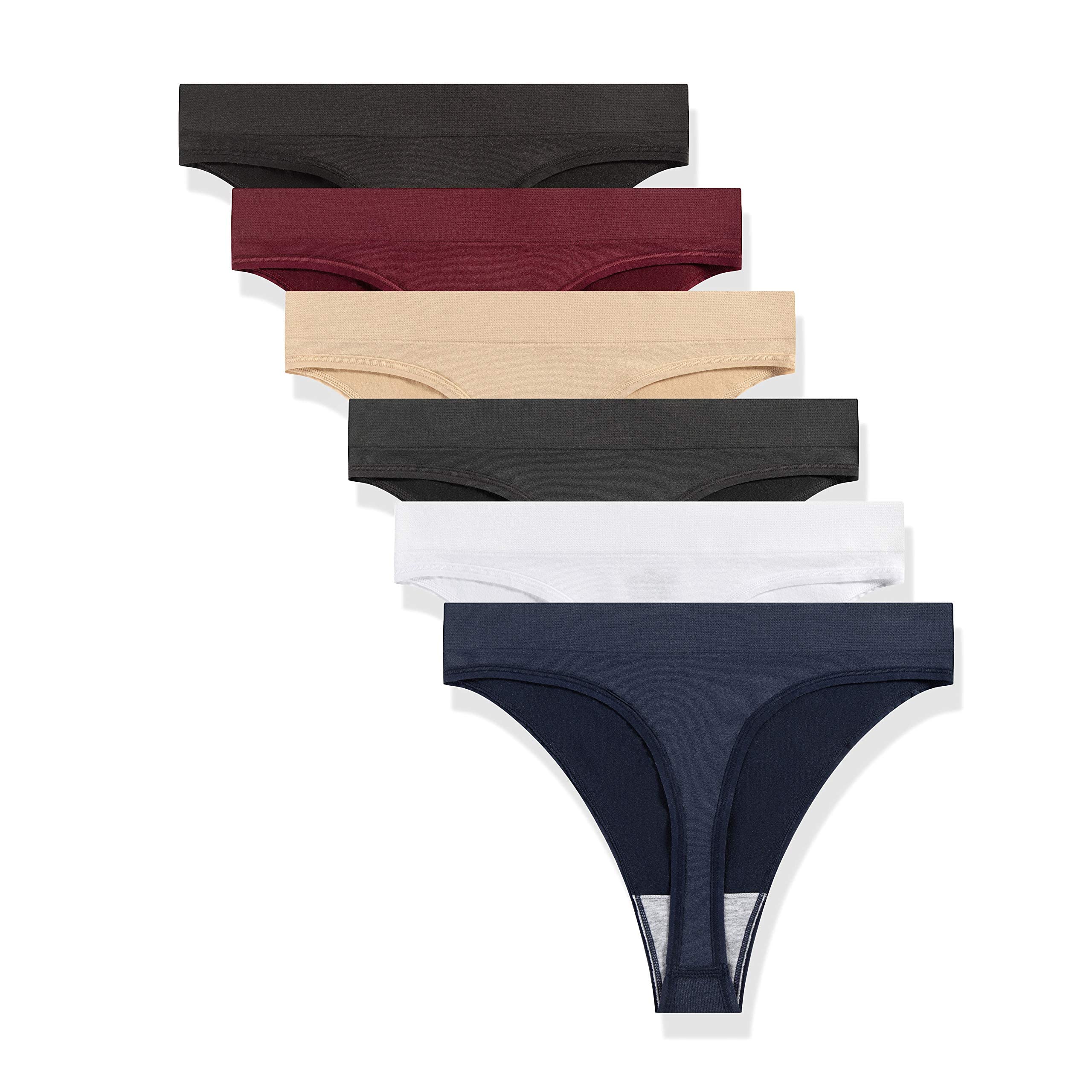 GRANKEE Women's High Waisted Breathable Seamless Thong Panties,No Show Workout U