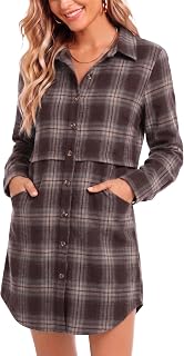 Zeagoo Flannel Shirts for Women Long Sleeve Plaid Button Down Shirts Mid Length Casual Oversized Work Fall Outfits