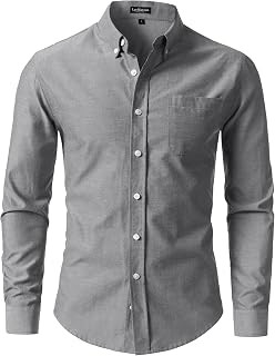 LucMatton Men's Lightweight Oxford Long Sleeve Shirt