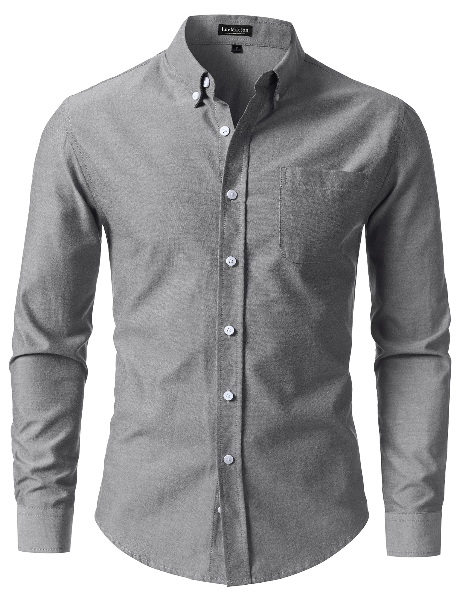 LucMatton Men's Lightweight Oxford Long Sleeve Shirt